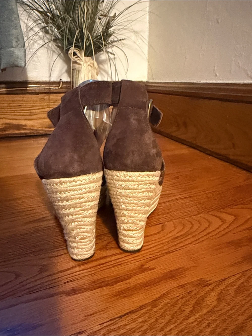 UGG Brown Suede Wedge Espadrille Sandals